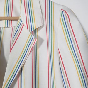 Vintage 80s Rainbow Stripe Lightweight Cotton Blazer Size M/L image 3