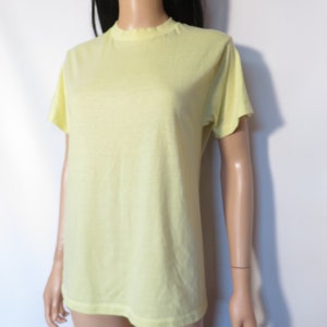 Vintage 70s Super Soft Worn In Pastel Yellow Tshirt Made In USA Size M image 7
