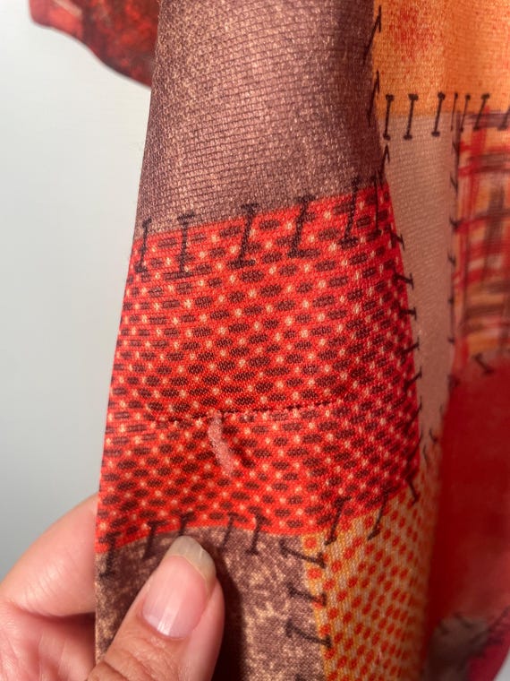 Vintage 70s Patchwork Print Mini Button Front Dre… - image 9