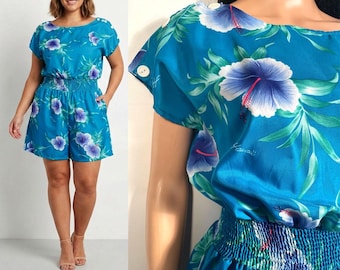 Vintage 70s/80s Hawaiian Romper With Pockets Made In Hawaii Size L