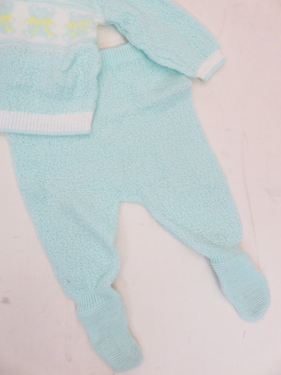 Vintage 70s/80s Baby Teddy Bear 2 Piece Knit Set … - image 4