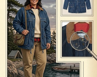 Vintage 80s/90s Plus Size Cotton Lined Zip Up Denim Chore Jacket Size 16 XL