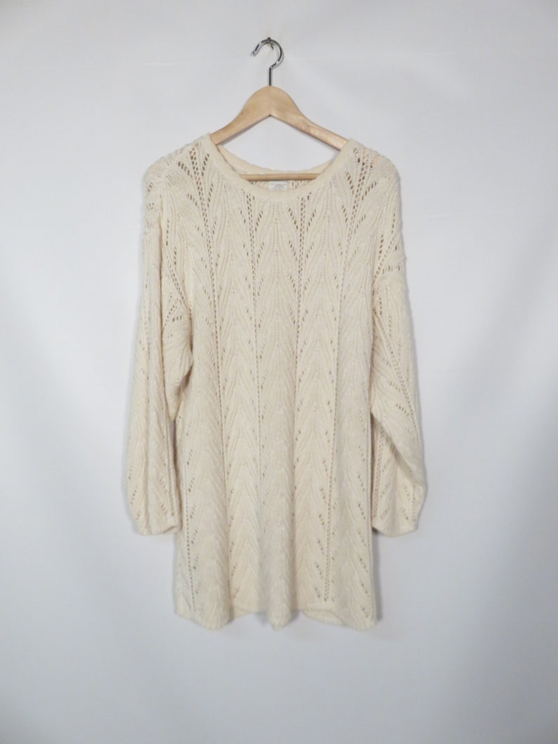 Vintage 90s Deadstock Cozy Ivory Cotton Sweater Dress Made In USA Size Up To L image 6