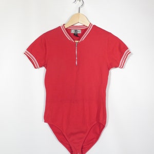 Vintage 90s Red Bodysuit With Zipper Detail Size S image 2