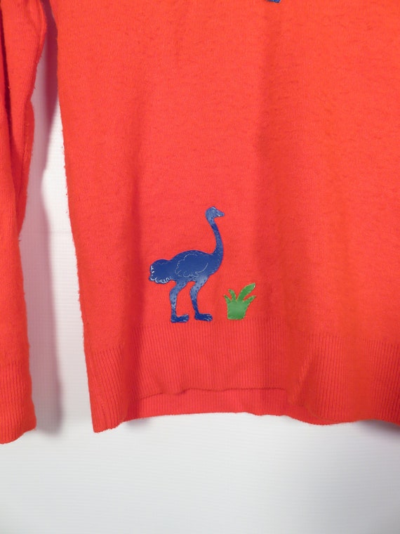 Vintage 70s Novelty Ostrich Emu Patch Bright Cher… - image 7