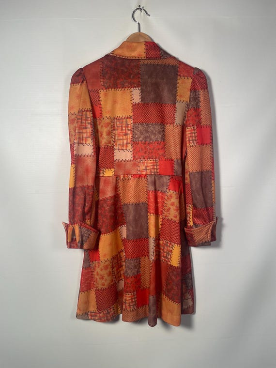 Vintage 70s Patchwork Print Mini Button Front Dre… - image 3