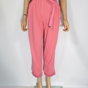 Vintage 80s High Waist Hot Pink Elastic Waist Comfy Belted Loungewear Pants Size M image 6