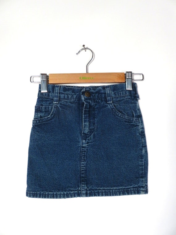 Vintage 80s/90s Girls Oshkosh Denim Mini Skirt Ma… - image 1