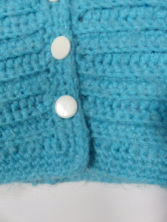 Vintage 70s Kids Hand Knit Super Soft Light Blue … - image 4