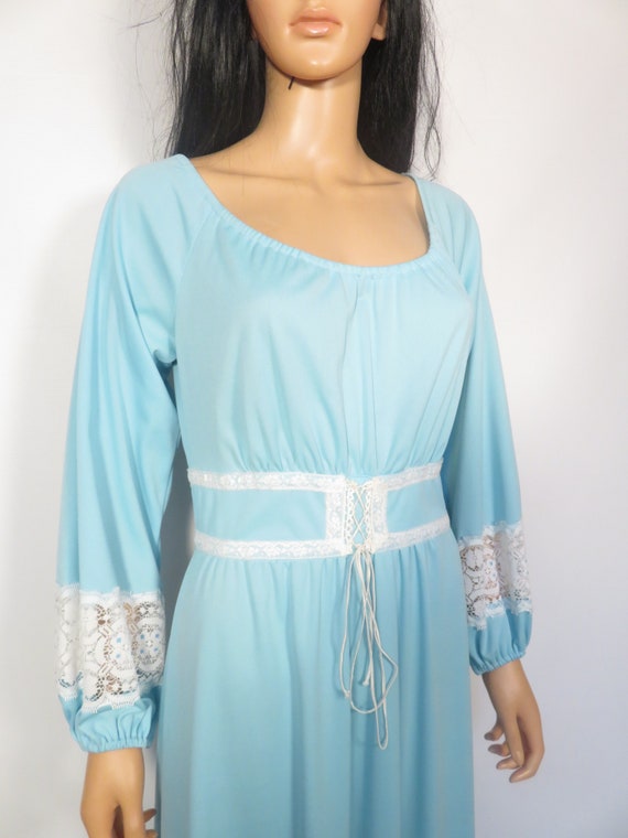 Vintage 70s Pastel Blue Gunne Sax Style Prairie M… - image 7