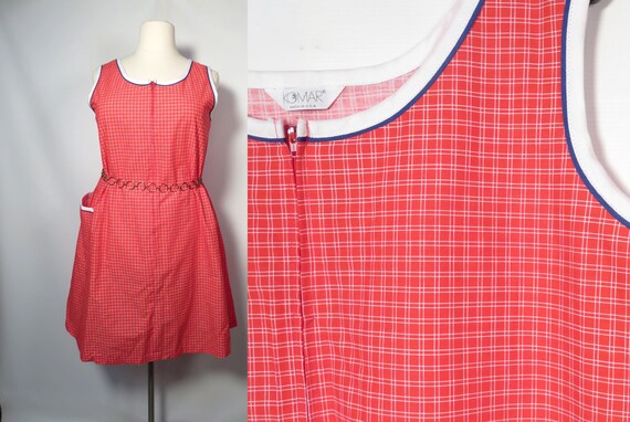 Vintage 80s Plus Size Red White And Blue House Dress Tent Dress A Line Made In USA Size Up To 3X