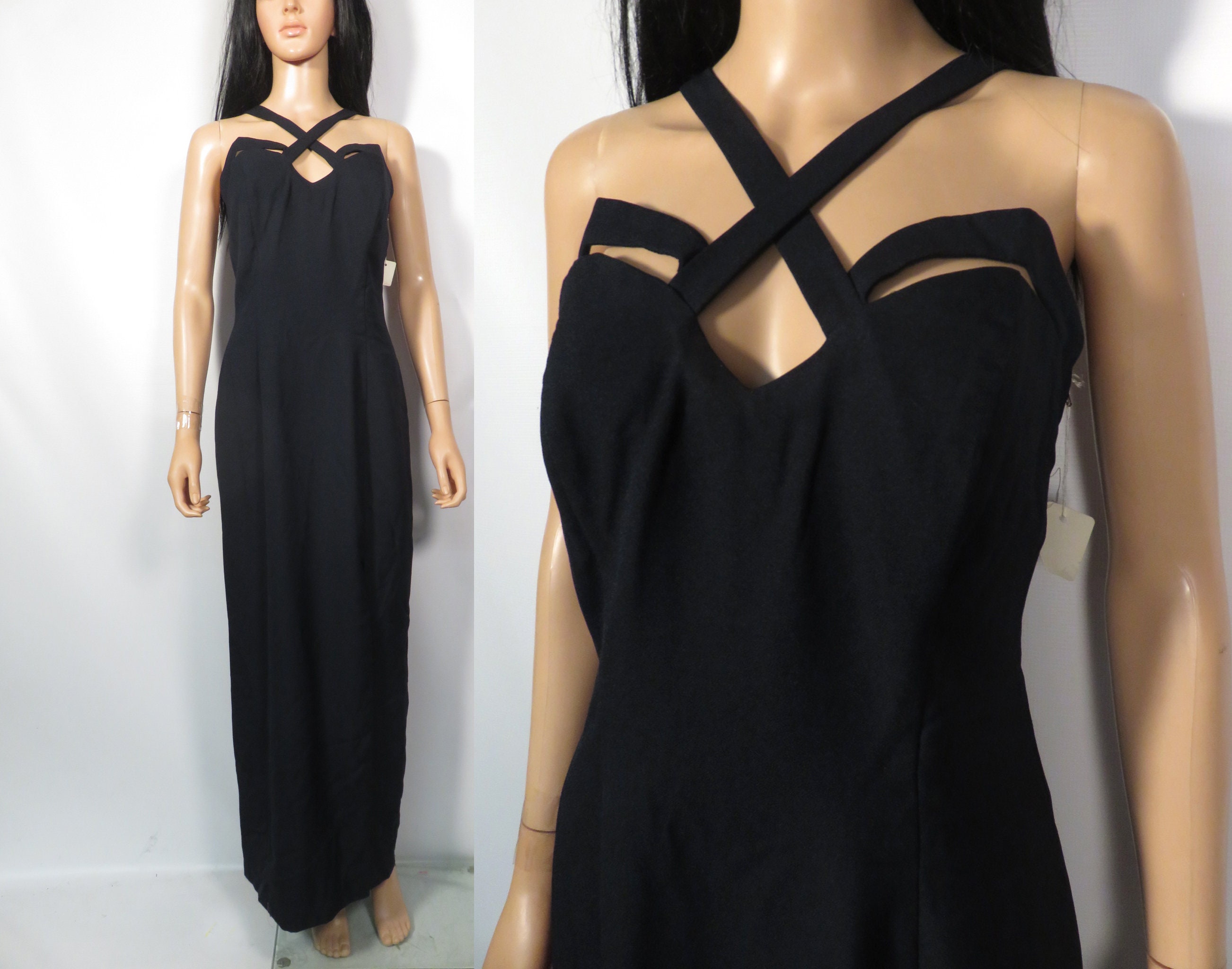 Vintage 90s Deadstock Thierry Mugler Inspired Indecent Exposure Demi Moore Black Cut Out Maxi Dress With Slit Made in USA Size L 11/12 - Etsy Vintage 90s Deadstock Thierry Mugler Inspired Indecent Exposure Demi Moore Black Cut Out Maxi Dress With Slit Made in USA Size L 11/12 - Etsy