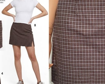 Vintage 1990s Cotton Blend Plaid Mini Skirt Size 27 waist