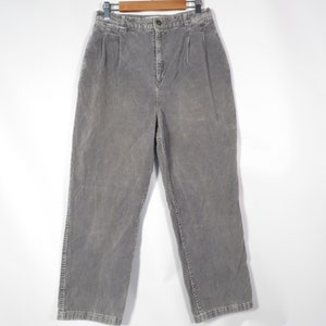 Vintage 90s Calvin Klein High Waist Pleat Front Slate Gray Corduroy Trouser Pants Size 27 x 25 Short image 2