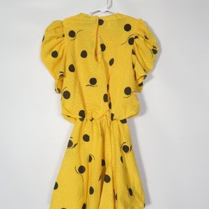 Vintage 80s Kids Yellow Polka Dot Dress Union Made Size 8 image 5