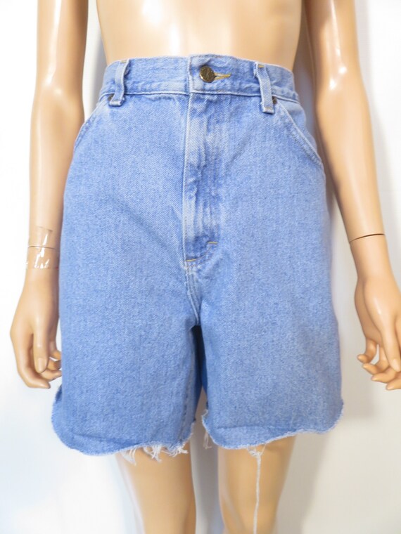 Vintage 90s High Waist Denim Cut Off Shorts Size … - image 9