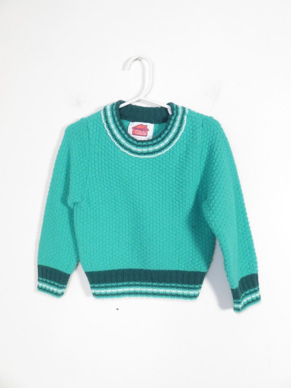 Vintage 70s/80s Wrangler Kids Mint Green Knit Swea