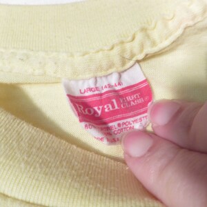 Vintage 70s Super Soft Worn In Pastel Yellow Tshirt Made In USA Size M image 4