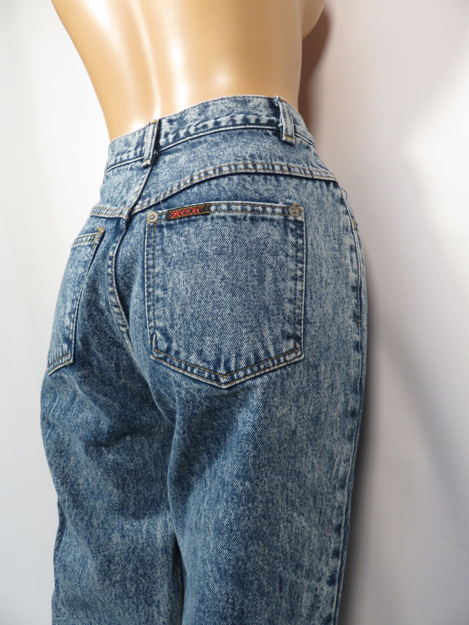 Vintage 80s Sasson Acid Wash High Waist Ankle Zip Skinny Jeans