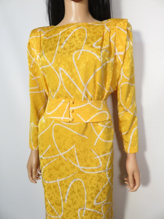 Vintage 80s Lightweight Squiggle Print Dress Size… - image 7
