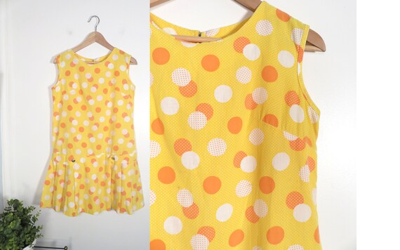 Vintage 60s Mod Cotton Drop Waist Scooter Dress Ro