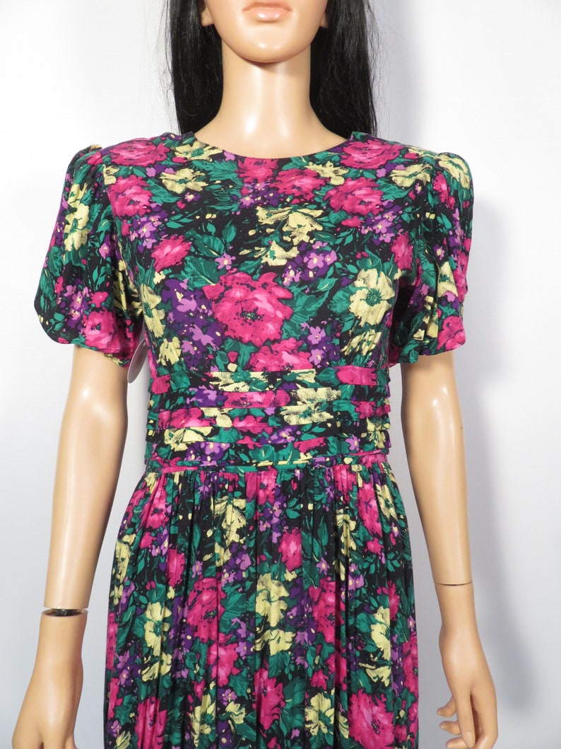 Vintage 80s/90s Spring Floral Dress Talla S/M imagen 7