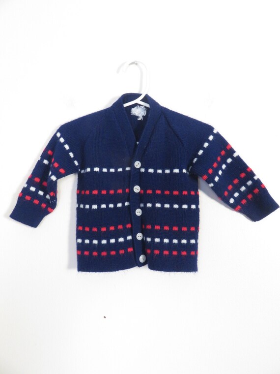 Vintage 60s/70s Kids Mod Red White and Blue Acrylic Knit
