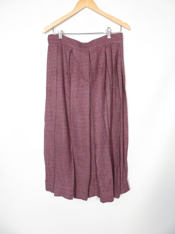 60s Pleated Plaid Maxi Skirt (S/M)