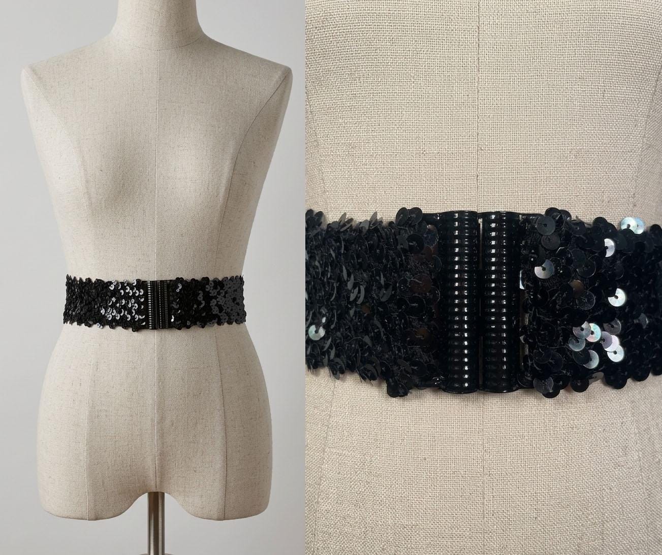Black Sequin Waist Belt - Etsy display picture 1
