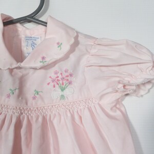 Vintage 80s/90s Kids Pastel Pink Embroidered Spring Flower Onesie Size 3-6M image 4