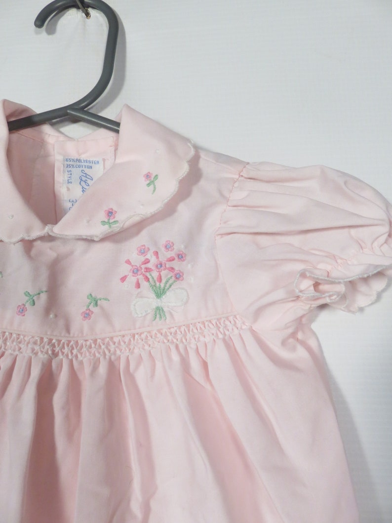 Vintage 80s/90s Kids Pastel Pink Embroidered Spring Flower Onesie Size 3-6M image 4