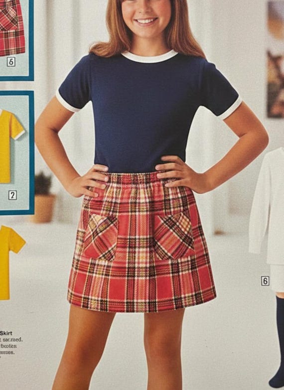 Vintage 70s Girls Plaid Mini Skirt Size 12/14 - Etsy