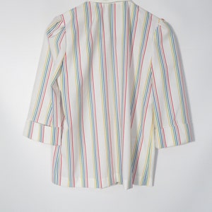 Vintage 80s Rainbow Stripe Lightweight Cotton Blazer Size M/L image 4