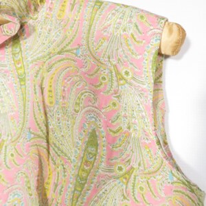 Vintage 60s Neon Paisley Ruffle Frilly Collar Button Back Lightweight Top Size M/L image 3