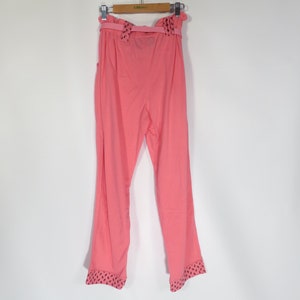 Vintage 80s High Waist Hot Pink Elastic Waist Comfy Belted Loungewear Pants Size M image 5
