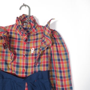 Vintage 70er Mädchen Herbst Ton Frilly Plaid Square Dance Prairie Kleid Made in USA Gr. 4T Bild 4