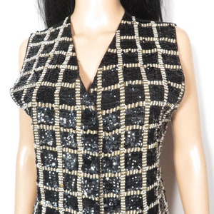 Vintage 80s Beaded Sequin Holiday Vest Size M image 8