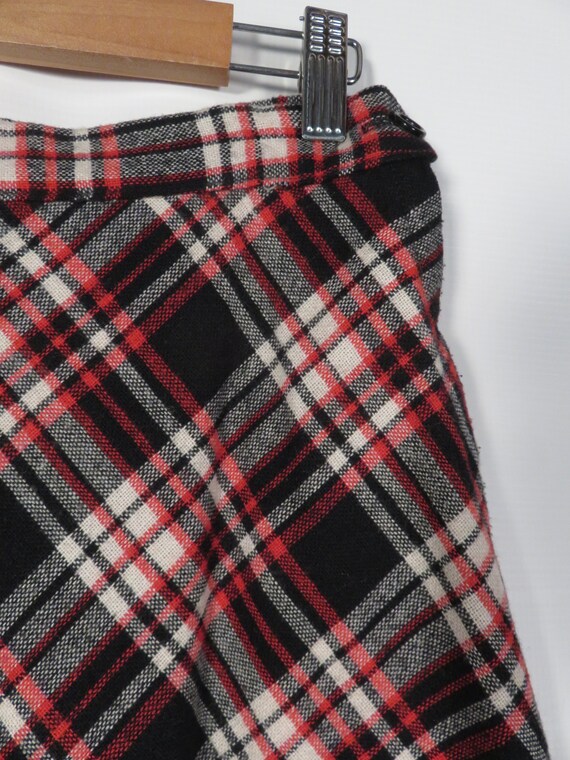 Vintage 70s Black Red And White Plaid High Waist … - image 3