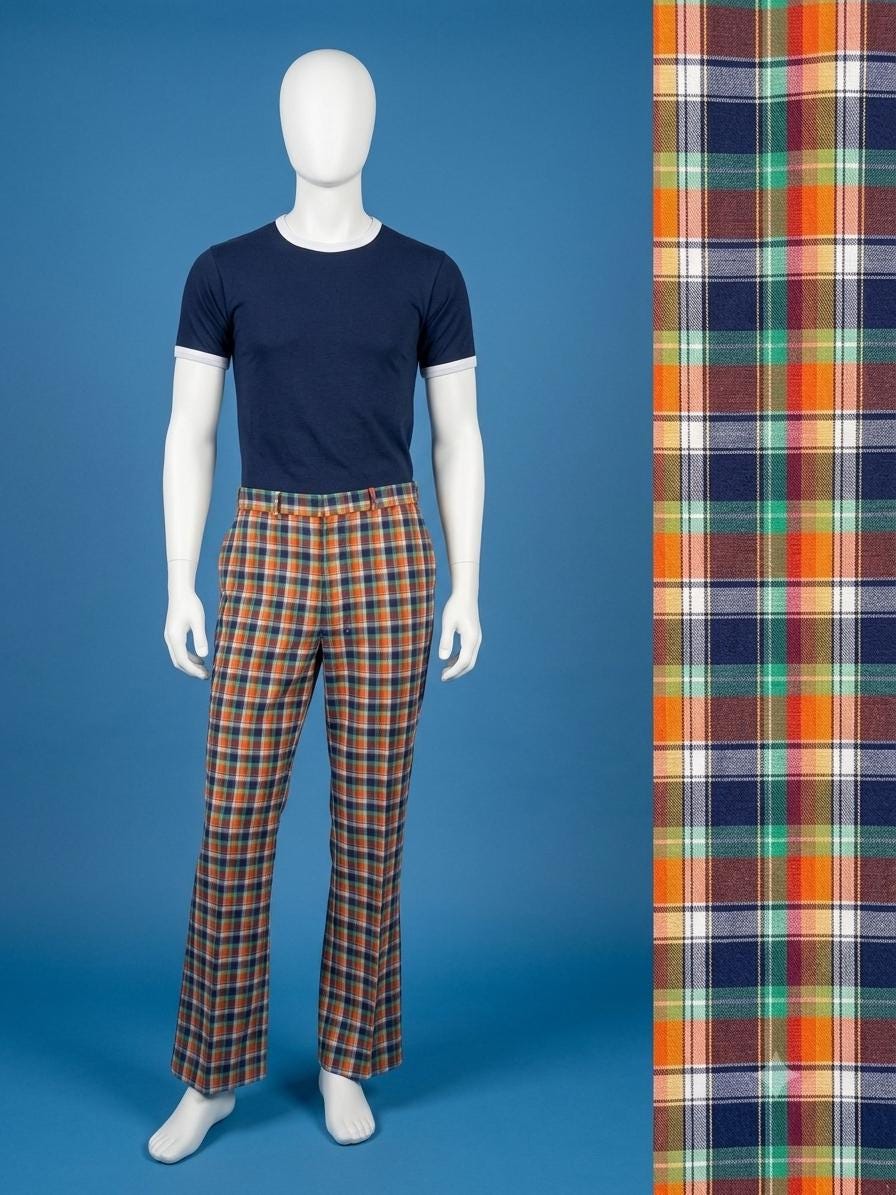 Vintage 1970's Plaid Cotton Blend Farah Slacks Size 36 x 27