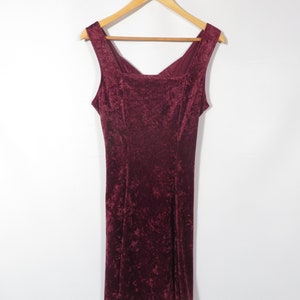 Vintage 90s Wine Velvet Fitted Dress S