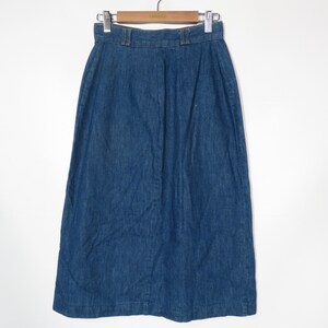 Vintage 70s High Waist Denim Midi Skirt Size XS 25 Waist image 2