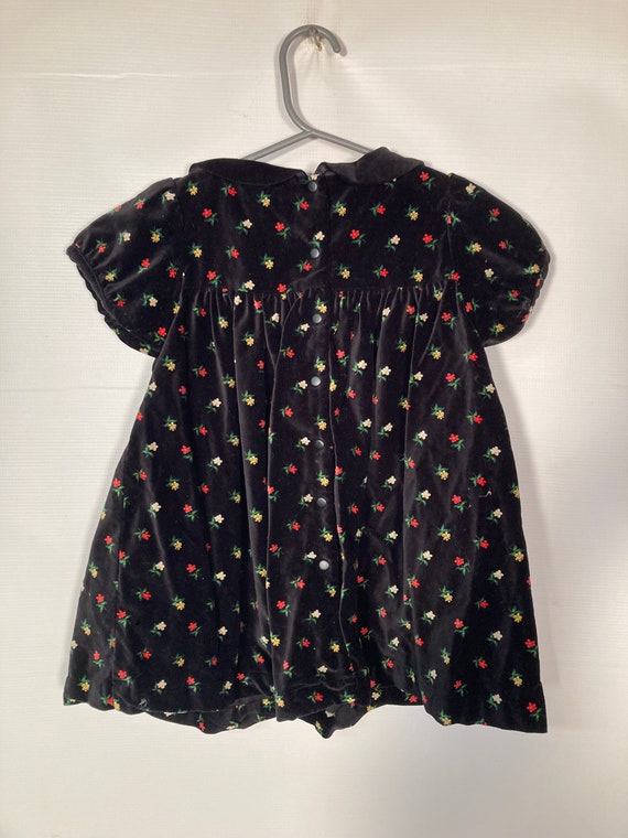 Vintage 90s Kids Velvet Floral Holiday Dress Rain… - image 5