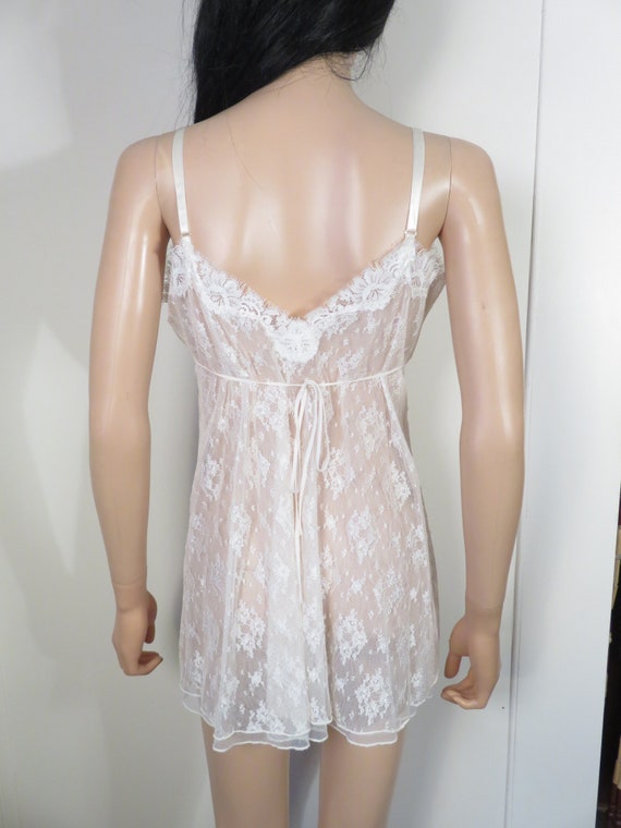 Vintage 90s Lace Babydoll Slip Dress Size M - image 3