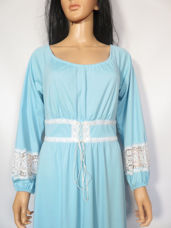 Vintage 70s Pastel Blue Gunne Sax Style Prairie M… - image 5