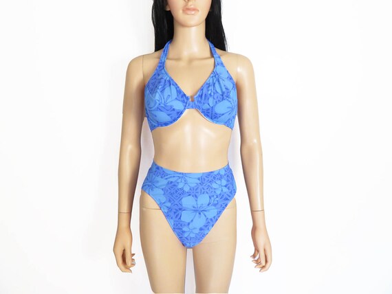 Vintage 90s Hawaiian Tropical Print High Cut Bikin