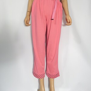 Vintage 80s High Waist Hot Pink Elastic Waist Comfy Belted Loungewear Pants Size M image 7