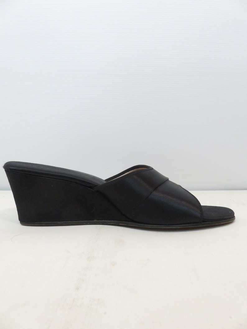 Vintage 50s/60s Black Satin Daniel Green Bed Slippers Size 7.5 image 6