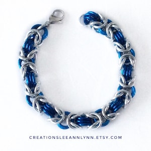 Bright colourful square wire chainmaille bracelet, JPL weave