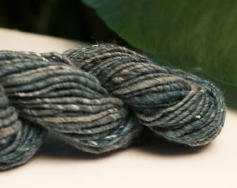 37 Yds Handspun, Hand Dyed Merino - Blue Corespun Art Yarn