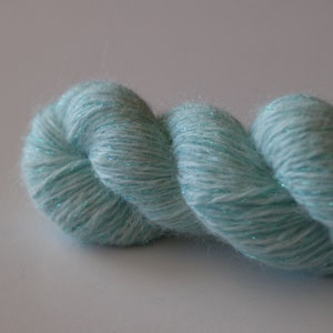100 Yards - Sparkly Light Blue Upcycled Yarn